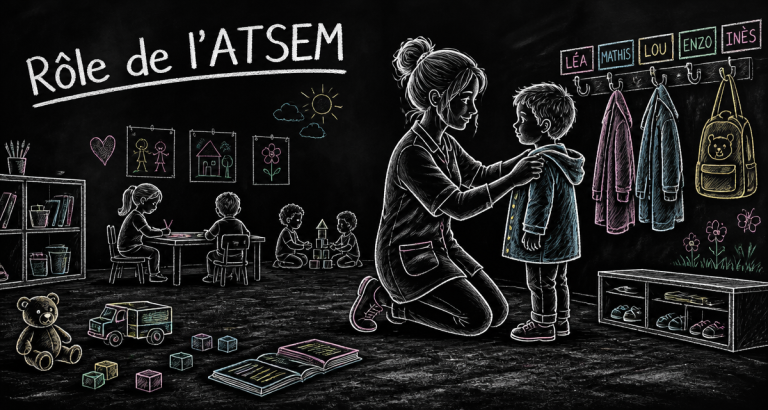 atsem def aide enfant manteau école maternelle
