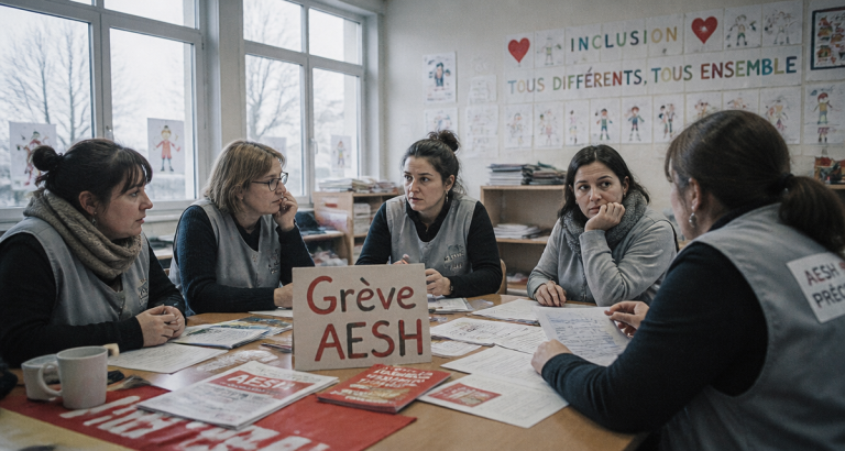 Greve AESH discussion en classe