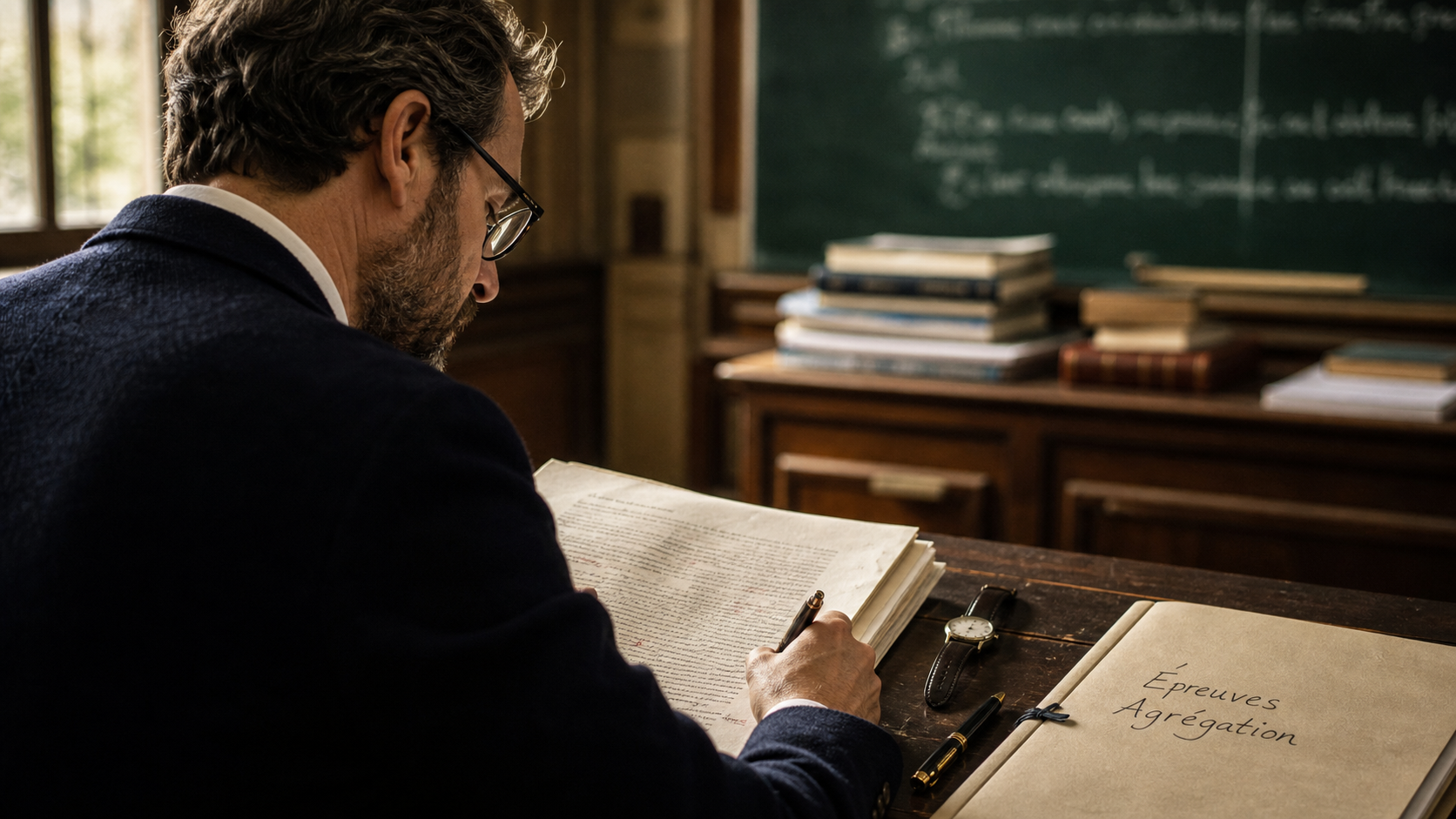 Professeur agrégé corrige des copies d’agrégation