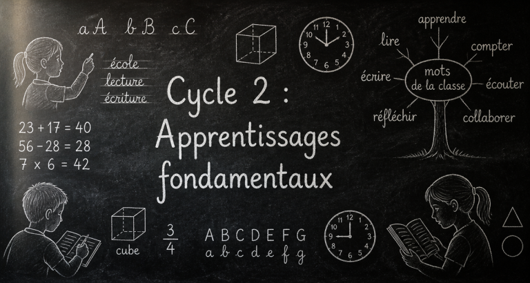 programme cycle 2 tableau noir école