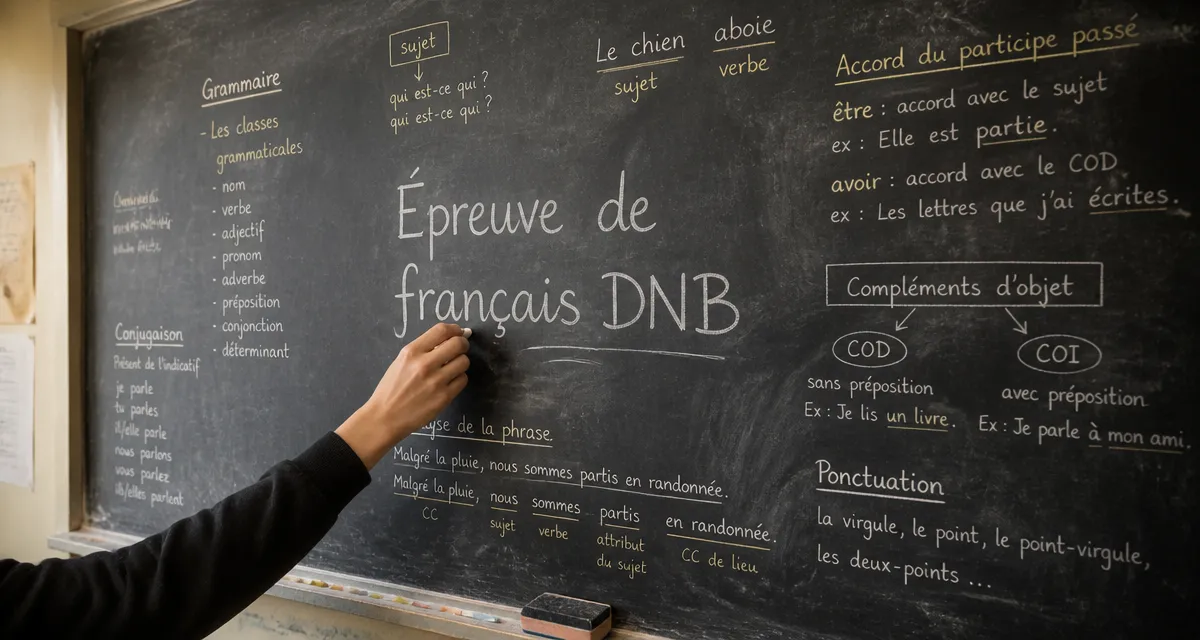 Sujet brevet français écrit à la craie sur tableau