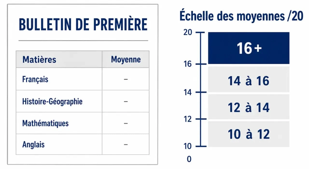Qu'est ce qu'une bonne moyenne en 1ere : graphique des seuils de moyenne au lycée