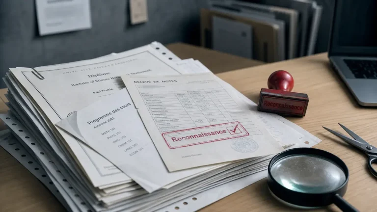 Reconnaissance des diplomes en suisse : documents et tampon SEFRI, CDIP, Croix-Rouge