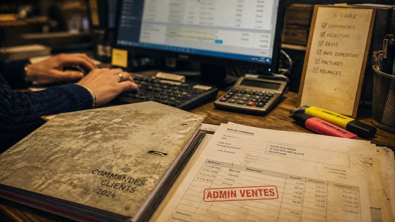 Assistante adv c est quoi : saisie de commandes sur ERP, bons et classeur, bureau administratif