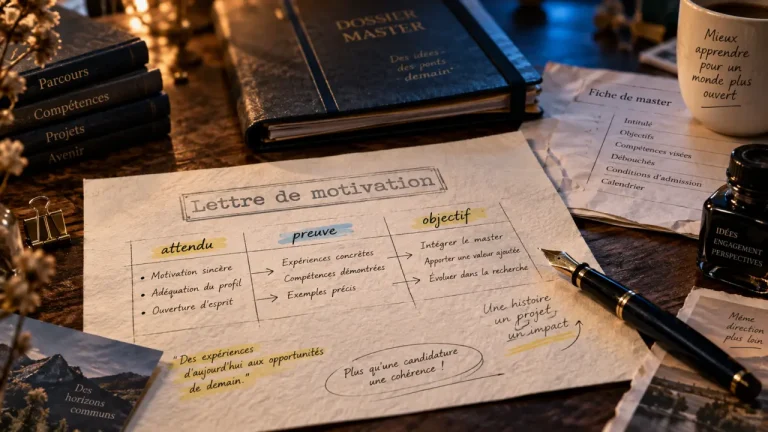 Lettre de motivation master : tableau attendu preuve objectif