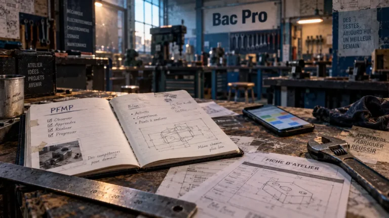 Bacs professionnels : carnet de PFMP sur établi, atelier lycée pro