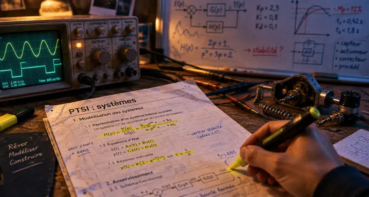 Prépa PTSI : bureau d’études avec oscilloscope et mécanisme concret